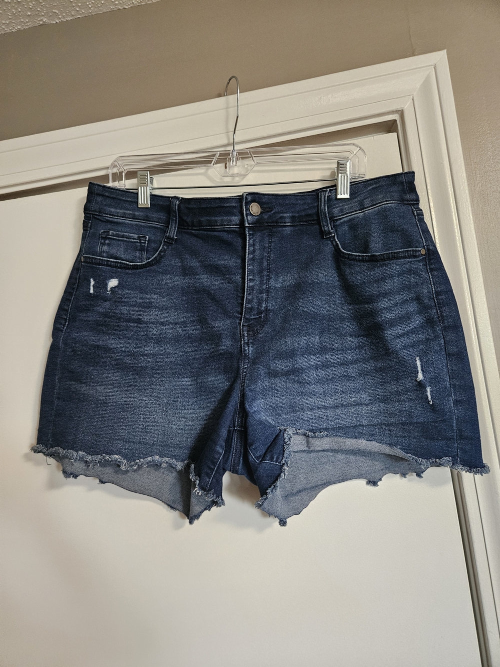 Nine West Dark Blue Distressed Denim Cutoff Shorts